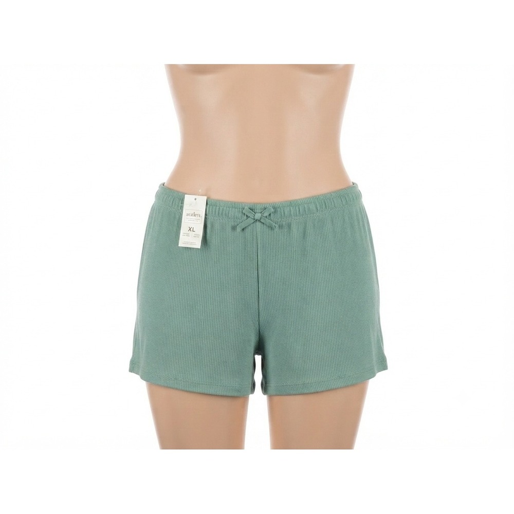 Auden‎ Women XL Green Pointelle Knit Pajama Shorts Sleep Lounge Bow NWT